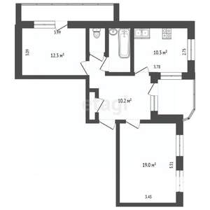 2-к квартира, вторичка, 59м2, 5/10 этаж