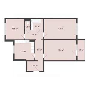 3-к квартира, строящийся дом, 80м2, 2/10 этаж