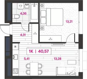 1-к квартира, вторичка, 41м2, 11/15 этаж