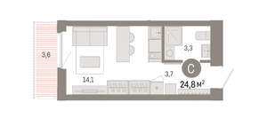 Студия квартира, вторичка, 25м2, 12/16 этаж
