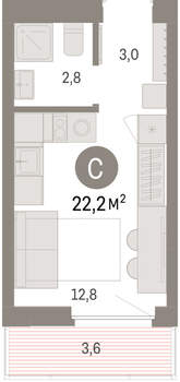 Студия квартира, вторичка, 22м2, 4/16 этаж