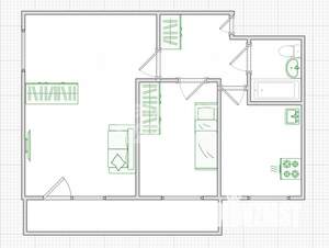 2-к квартира, вторичка, 42м2, 1/5 этаж