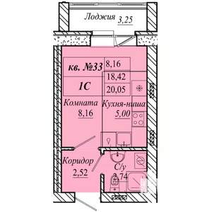 Студия квартира, вторичка, 20м2, 3/4 этаж