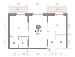 3-к квартира, вторичка, 64м2, 7/13 этаж