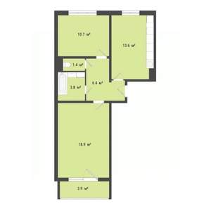 2-к квартира, вторичка, 55м2, 1/10 этаж