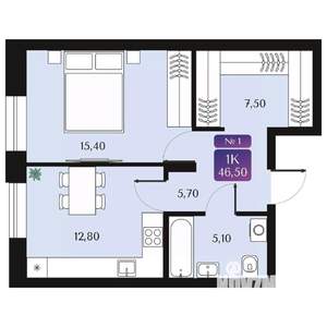 1-к квартира, вторичка, 47м2, 2/9 этаж