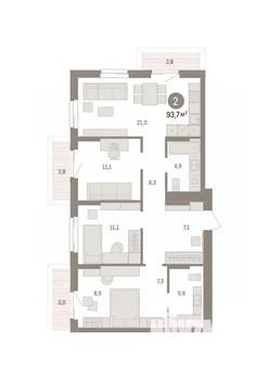 3-к квартира, вторичка, 94м2, 3/14 этаж