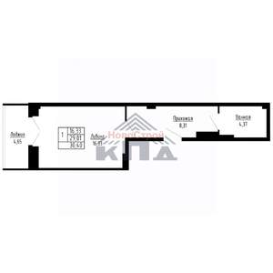 1-к квартира, строящийся дом, 30м2, 9/16 этаж