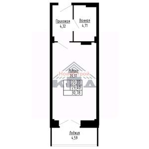 1-к квартира, строящийся дом, 31м2, 3/16 этаж