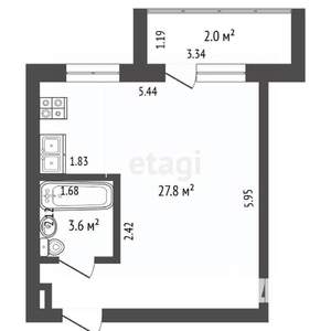 Студия квартира, вторичка, 31м2, 1/14 этаж