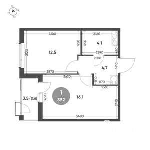 1-к квартира, вторичка, 39м2, 11/12 этаж