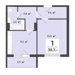 1-к квартира, строящийся дом, 37м2, 10/10 этаж