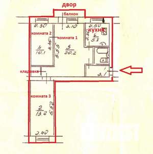 3-к квартира, вторичка, 56м2, 4/5 этаж