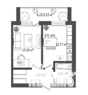 1-к квартира, строящийся дом, 45м2, 14/16 этаж