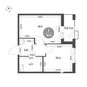 1-к квартира, вторичка, 36м2, 9/11 этаж