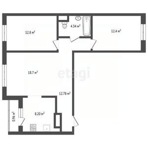 3-к квартира, вторичка, 68м2, 9/12 этаж