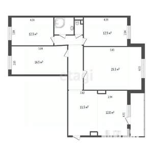 4-к квартира, вторичка, 104м2, 1/10 этаж