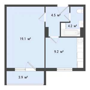 1-к квартира, строящийся дом, 37м2, 8/10 этаж