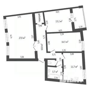3-к квартира, вторичка, 86м2, 5/6 этаж