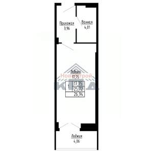 1-к квартира, вторичка, 27м2, 2/16 этаж