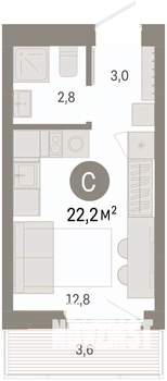 Студия квартира, вторичка, 22м2, 5/8 этаж