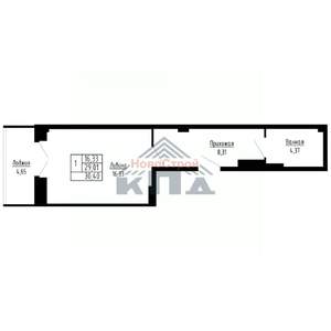 1-к квартира, строящийся дом, 30м2, 6/16 этаж