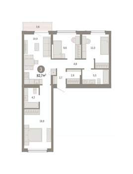 3-к квартира, вторичка, 83м2, 5/16 этаж