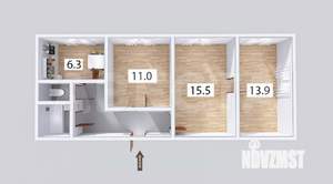 3-к квартира, вторичка, 60м2, 2/3 этаж