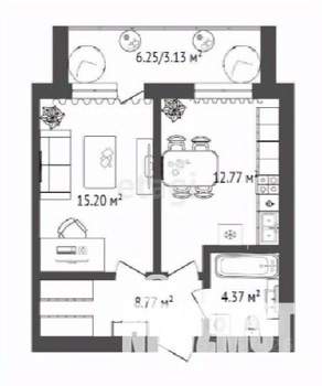 1-к квартира, строящийся дом, 45м2, 3/16 этаж