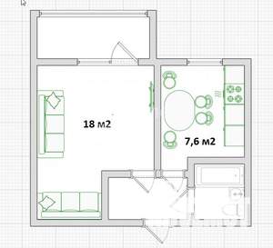 1-к квартира, вторичка, 32м2, 5/5 этаж