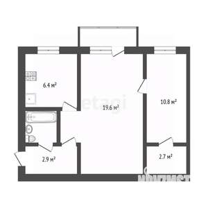 2-к квартира, вторичка, 45м2, 2/5 этаж