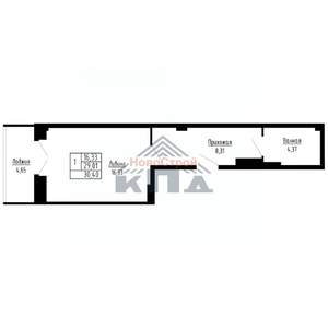 1-к квартира, строящийся дом, 30м2, 12/16 этаж