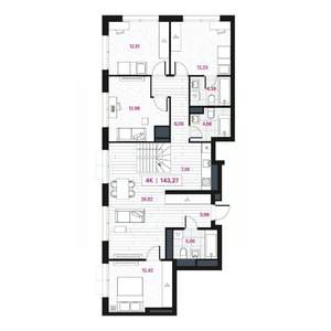 4-к квартира, вторичка, 145м2, 15/15 этаж