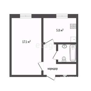1-к квартира, вторичка, 30м2, 9/9 этаж
