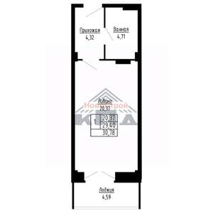 1-к квартира, вторичка, 31м2, 9/16 этаж