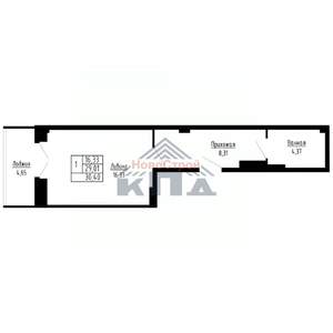 1-к квартира, строящийся дом, 30м2, 7/16 этаж