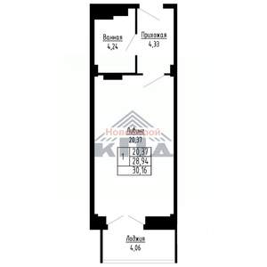 1-к квартира, строящийся дом, 30м2, 15/16 этаж