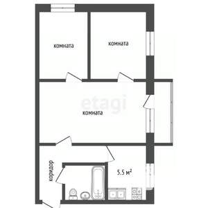 3-к квартира, вторичка, 49м2, 3/5 этаж