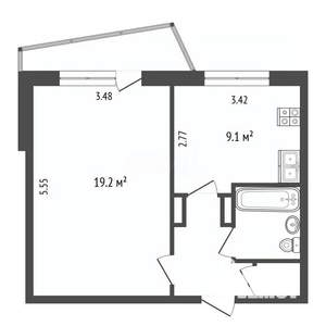 1-к квартира, вторичка, 37м2, 7/9 этаж