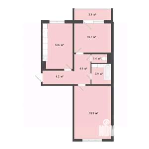 2-к квартира, вторичка, 57м2, 2/10 этаж