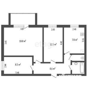 3-к квартира, вторичка, 60м2, 4/5 этаж