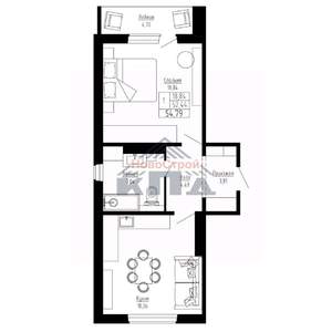 1-к квартира, строящийся дом, 55м2, 5/16 этаж