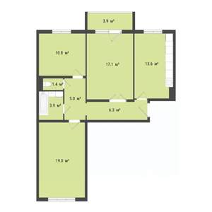 3-к квартира, строящийся дом, 77м2, 2/10 этаж