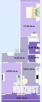 2-к квартира, строящийся дом, 68м2, 6/16 этаж