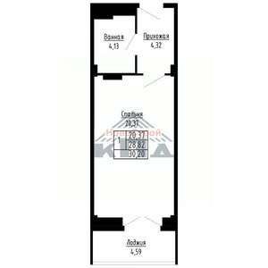 1-к квартира, строящийся дом, 30м2, 15/16 этаж