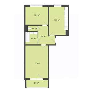 2-к квартира, вторичка, 55м2, 1/10 этаж