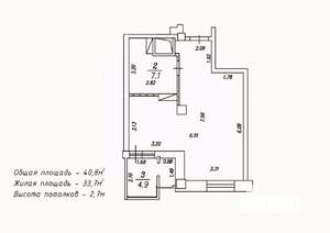 1-к квартира, сданный дом, 41м2, 16/18 этаж