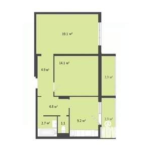 2-к квартира, вторичка, 56м2, 2/10 этаж