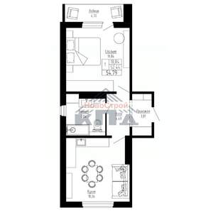 1-к квартира, строящийся дом, 55м2, 5/16 этаж