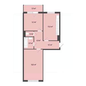 2-к квартира, строящийся дом, 55м2, 10/10 этаж
